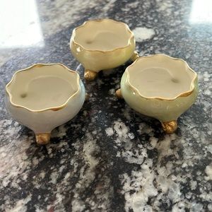 Belleek Footed Salt Cellars-Set of 3